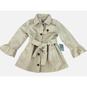NWT TAHARI Trench Raincoat Girls 24 Mos Beige Double Breasted Belted